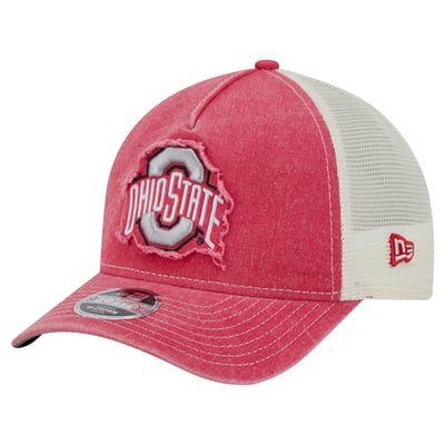 Ohio State Buckeyes New Era Youth 9Forty A-Frame M-Crown Retro Adjustable Trucker Hat - Scarlet