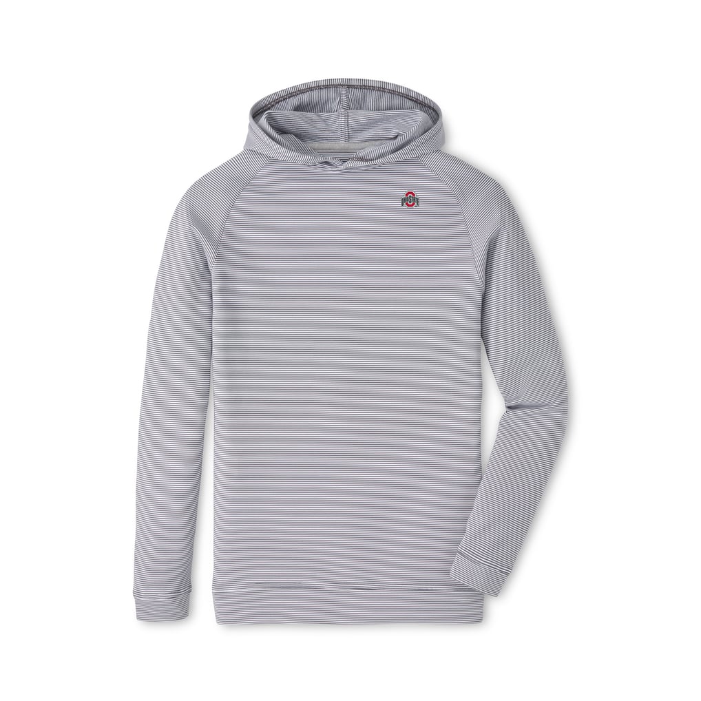 Ohio State Buckeyes Peter Millar Youth Pine Sugar Stripe Performance Pullover Hoodie - Gray