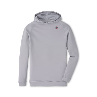 Ohio State Buckeyes Peter Millar Youth Pine Sugar Stripe Performance Pullover Hoodie - Gray