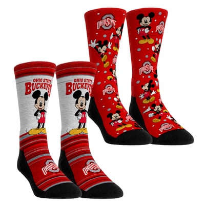  Ohio State Buckeyes Rock Em Youth Mickey Mouse Two-Pack Crew Socks Set - Red