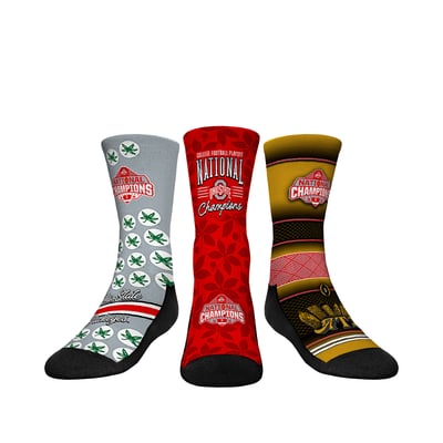  Ohio State Buckeyes Rock Em Youth College Football Playoff 2024 National Champions Three-Pack Crew Sock Set - Scarlet
