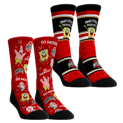  Ohio State Buckeyes Rock Em Youth SpongeBob SquarePants Two-Pack Crew Socks Set - Scarlet