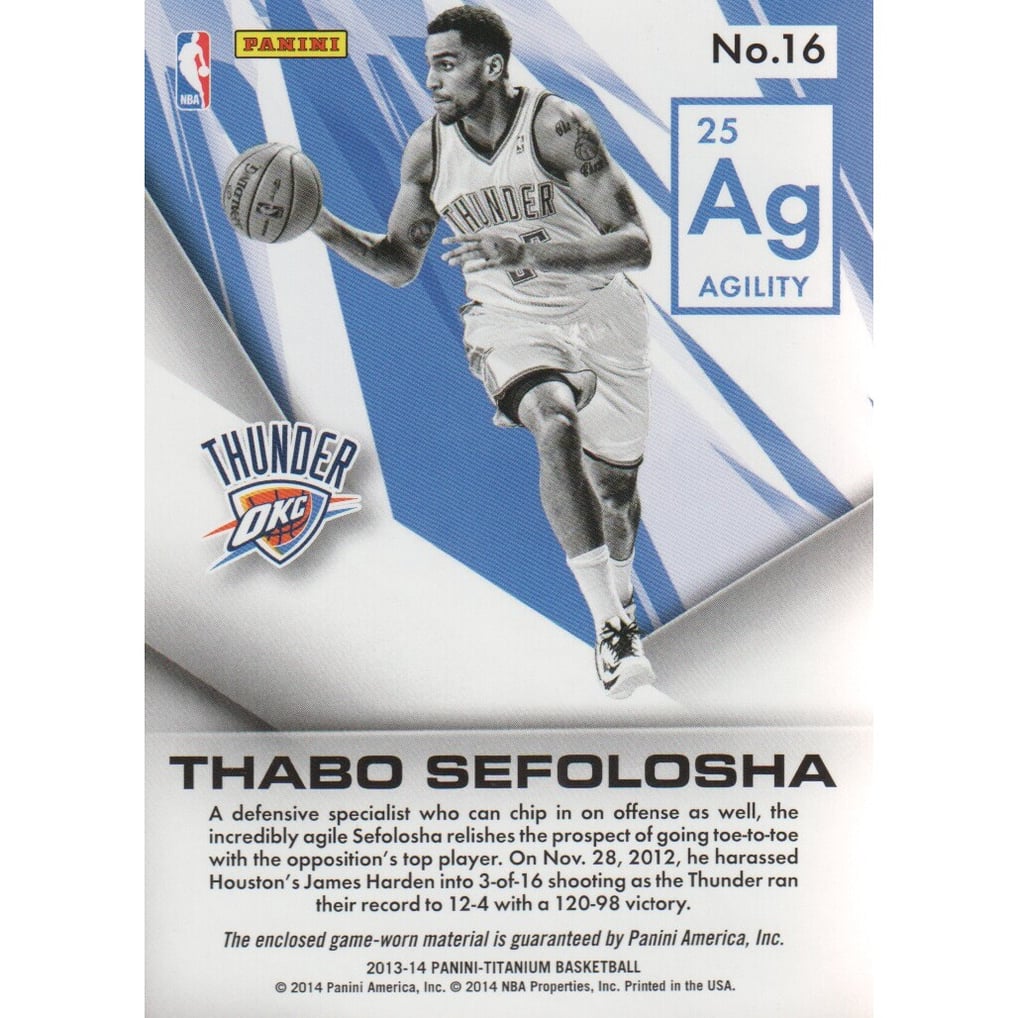2013-14 Panini Titanium Elements Jerseys #16 Thabo Sefolosha
