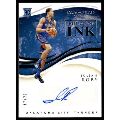 2019-20 Immaculate Collection Initiation Ink #28 Isaiah Roby/75