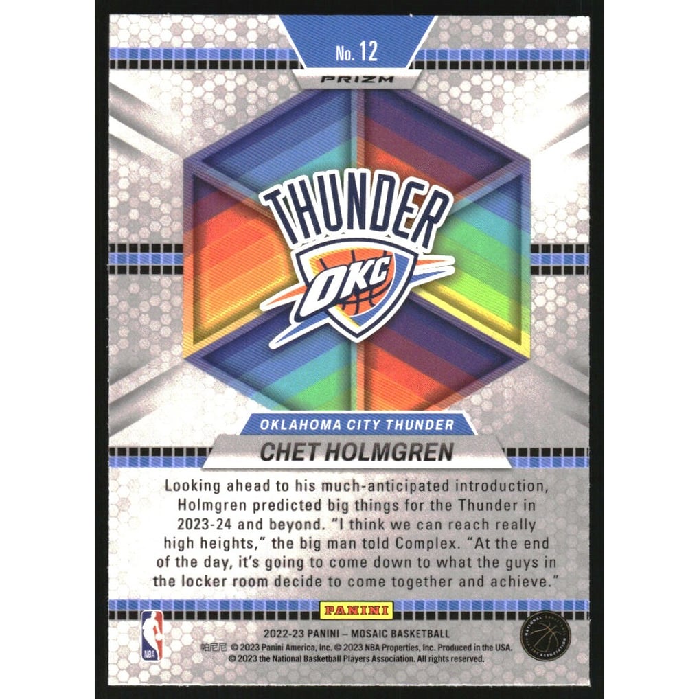 2022-23 Panini Mosaic Introductions Mosaic #12 Chet Holmgren