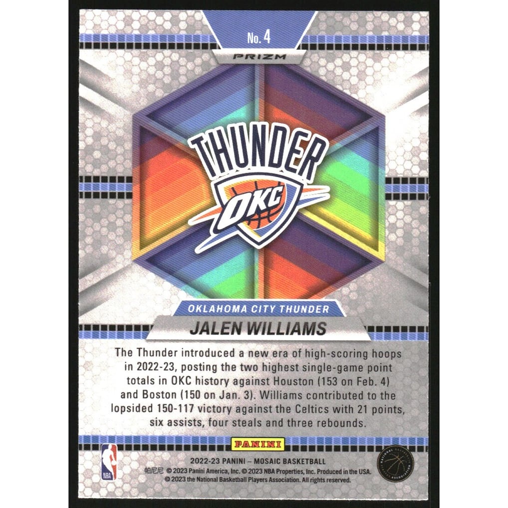 2022-23 Panini Mosaic Introductions Mosaic #4 Jalen Williams