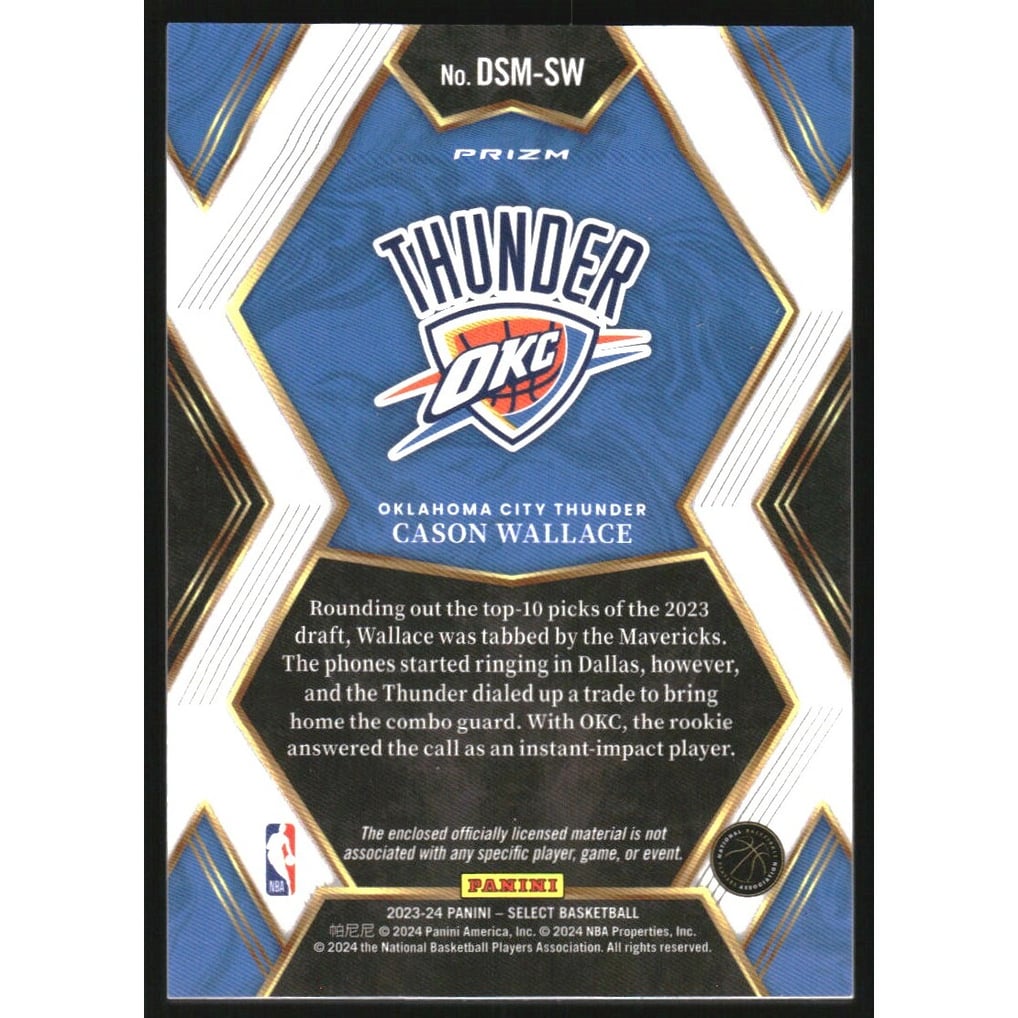 2023-24 Select Draft Selections Memorabilia #26 Cason Wallace