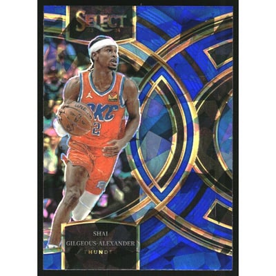 2023-24 Select Prizms Blue Cracked Ice #144 Shai Gilgeous-Alexander