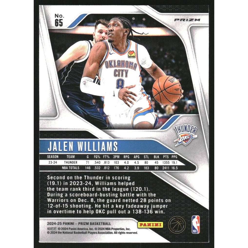 2024-25 Panini Prizm Prizms Ruby Wave #65 Jalen Williams