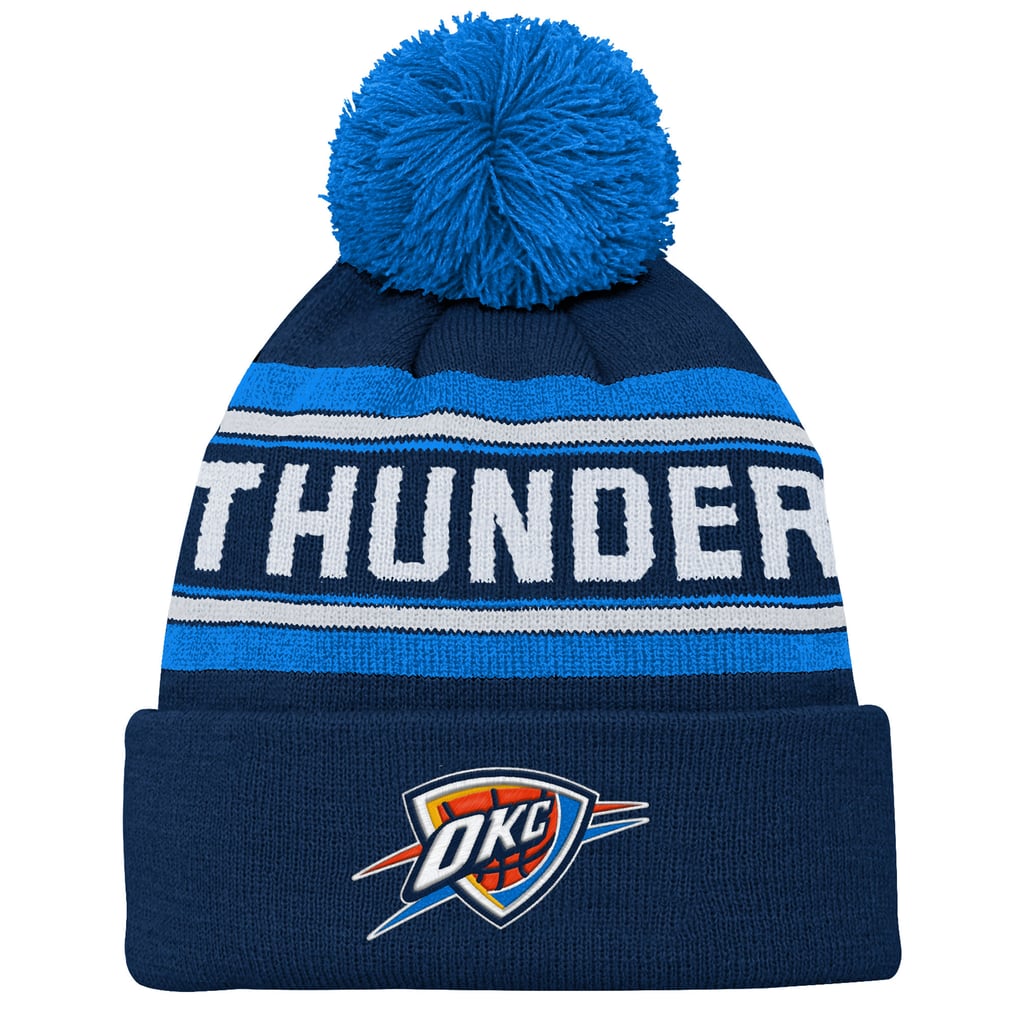 Outerstuff Oklahoma City Thunder Backboard Jacquard Cuffed Knit Hat with Pom Navy Backboard Jacquard Cuffed Knit Hat with Pom
