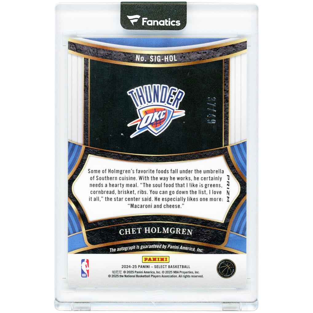 Chet Holmgren Oklahoma City Thunder Autographed 2024-25 Panini 