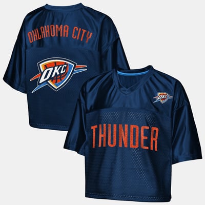 Oklahoma City Thunder Outerstuff Girls Youth Points in Paint Crop V-Neck T-Shirt - Navy

