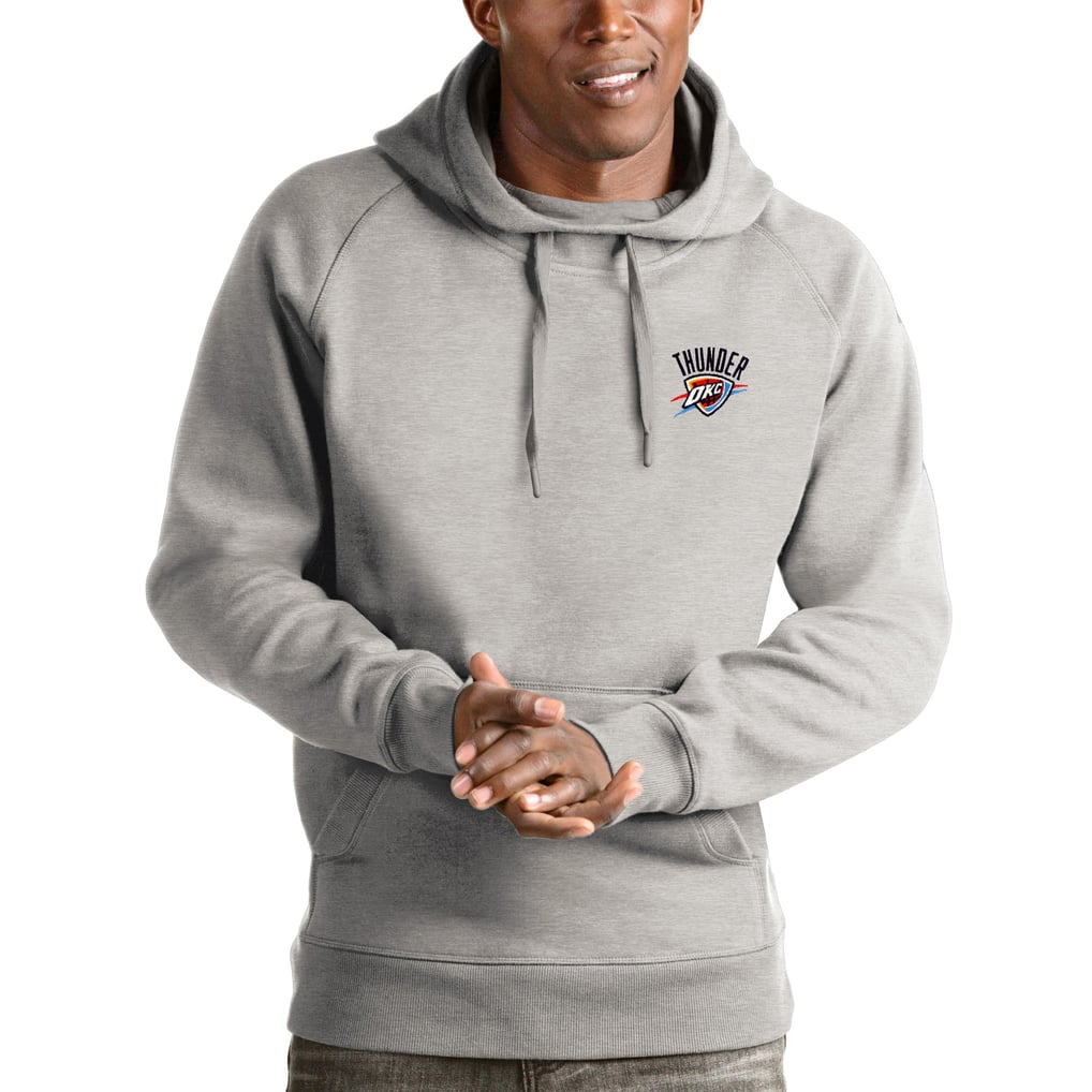Oklahoma City Thunder Antigua Victory Pullover Hoodie - Heathered Gray