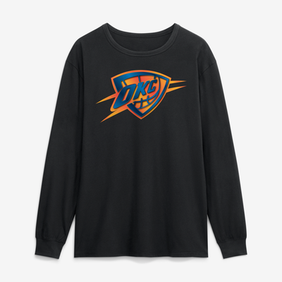 Oklahoma City Thunder  Metallic Mascot Long Sleeve T-Shirt - Black