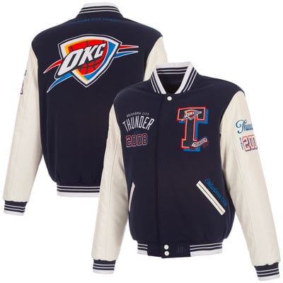  Oklahoma City Thunder JH Design Reversible Full-Zip Varsity Jacket - Navy