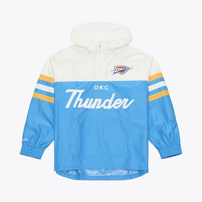  Oklahoma City Thunder Mitchell & Ness Head Coach Lightweight Anorak Quarter-Zip Windbreaker - Blue