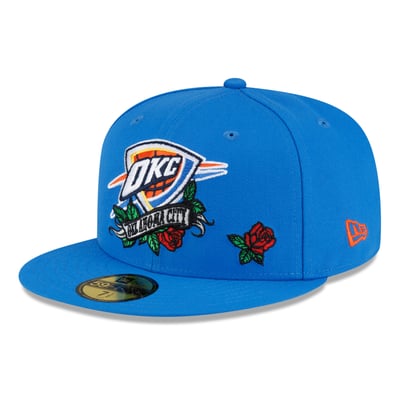  Oklahoma City Thunder New Era Rose Banner 59FIFTY Fitted Hat - Blue
