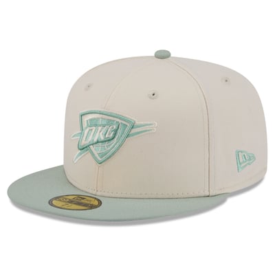 Oklahoma City Thunder New Era Color Pack 2-Tone 59FIFTY Fitted Hat - Cream/Light Green