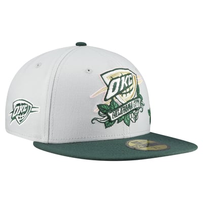  Oklahoma City Thunder New Era Rose Banner 59FIFTY Fitted Hat - Gray/Green