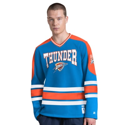 Oklahoma City Thunder Starter Puck Drop Long Sleeve V-Neck T-Shirt - Blue