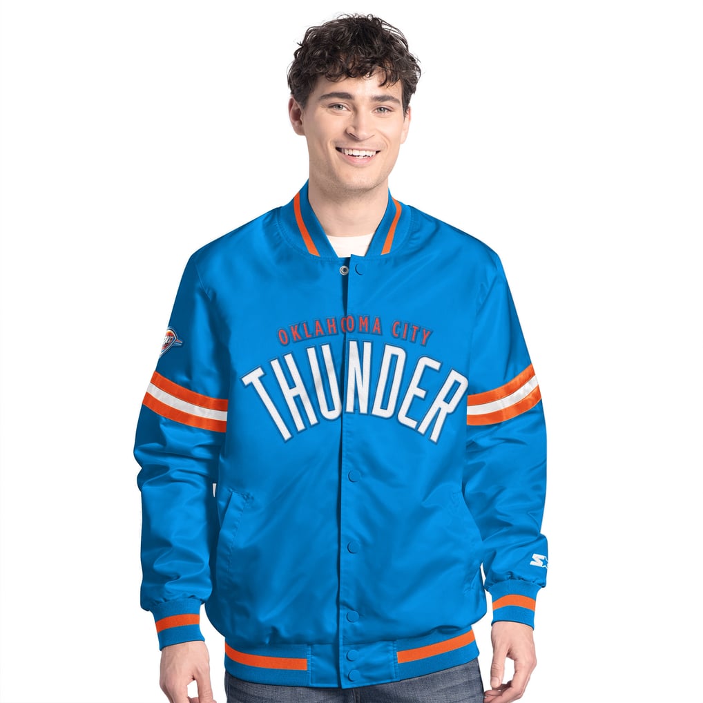 Oklahoma City Thunder Starter Scout Full Snap Varsity Jacket - Blue/Orange