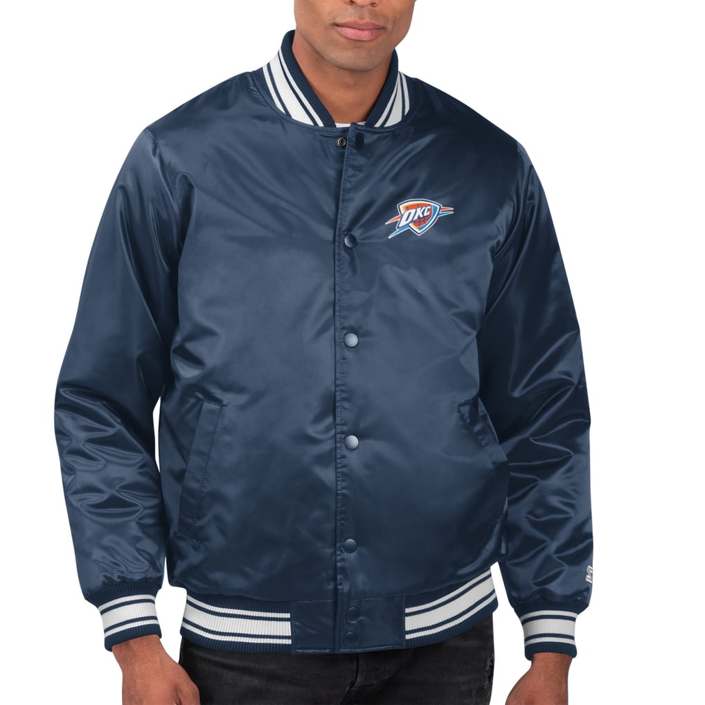  Oklahoma City Thunder Starter Printed Team Name Satin Varsity Full-Snap Jacket - Navy