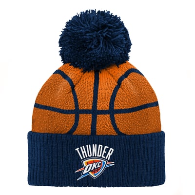 Oklahoma City Thunder Preschool Basketball Head Cuffed Knit Hat with Pom - Navy