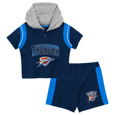 Oklahoma City Thunder Outerstuff Preschool Get Back Short Sleeve Hoodie & Shorts Two-Pack Set - Navy