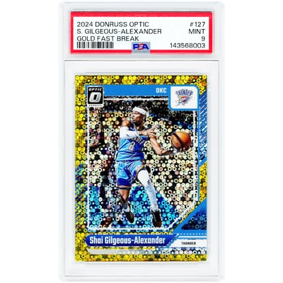 Shai Gilgeous-Alexander Oklahoma City Thunder 2024-25 Panini Donruss Optic Gold Fast Break Prizm #127 #9/10 PSA Authenticated 9 Card