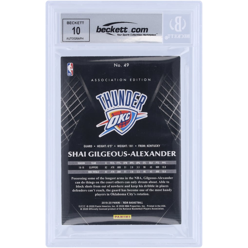 Shai Gilgeous-Alexander Oklahoma City Thunder Autographed 2019-20 Noir Shai Gilgeous-Alexander 直筆サイン