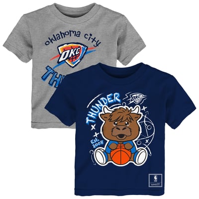  Oklahoma City Thunder Mitchell & Ness Toddler Two-Pack Sketched Up T-Shirt Set  - Blue/Heather Gray