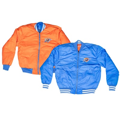  Oklahoma City Thunder FISLL Unisex Reversible Full-Zip Flight Jacket - Blue/Orange
