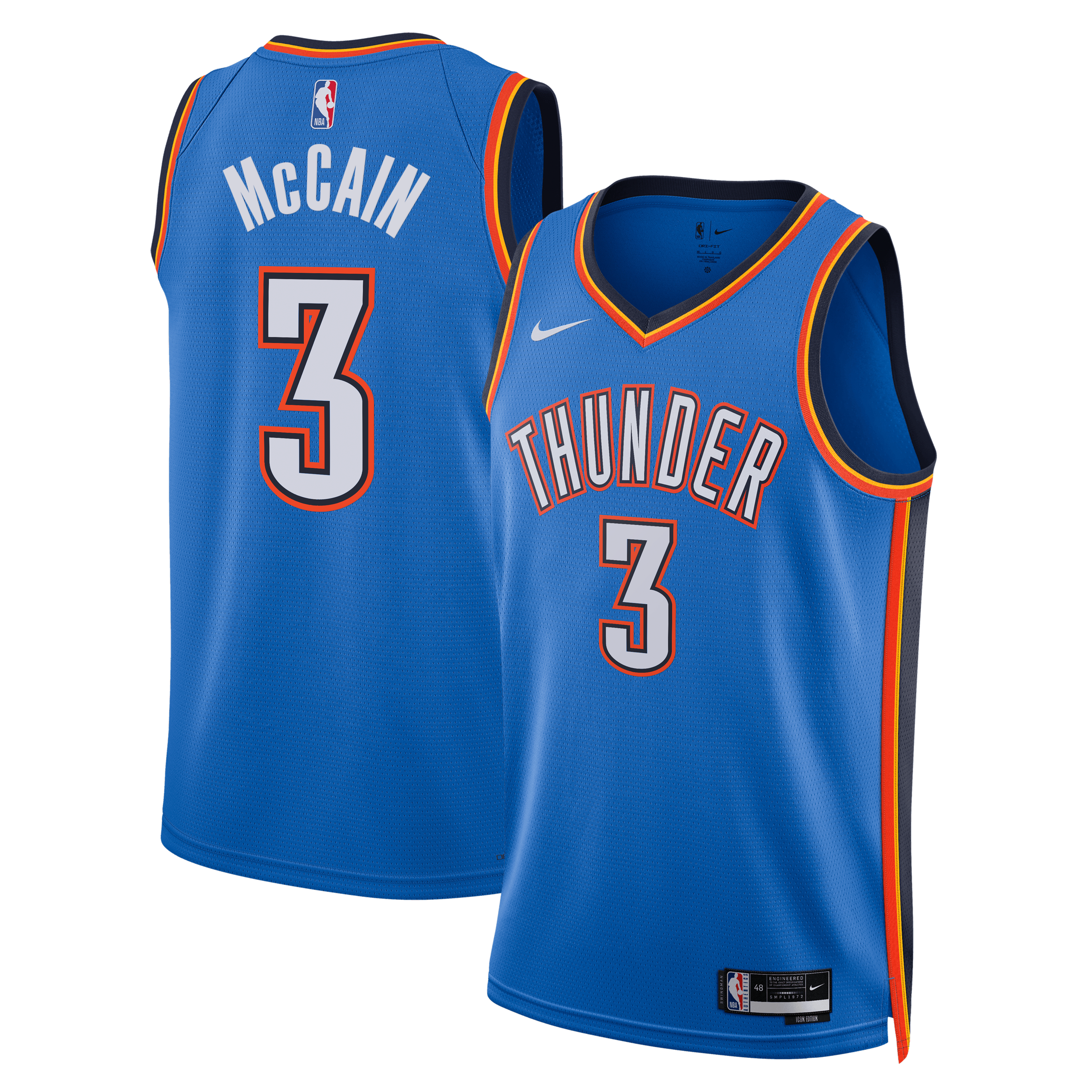 Jared McCain Oklahoma City Thunder Unisex Swingman Jersey Icon Edition Blue