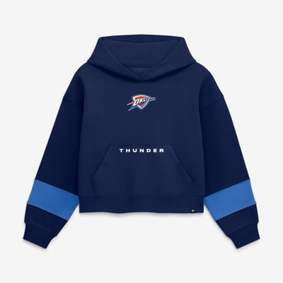  Oklahoma City Thunder Fanatics Women's Beat Records Cropped Fleece Hoodie - Navy