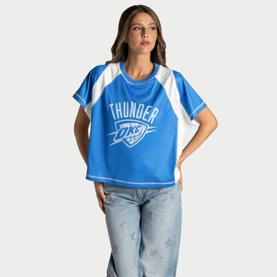  Oklahoma City Thunder The Wild Collective Women's Contrast Mesh Raglan Top - Blue