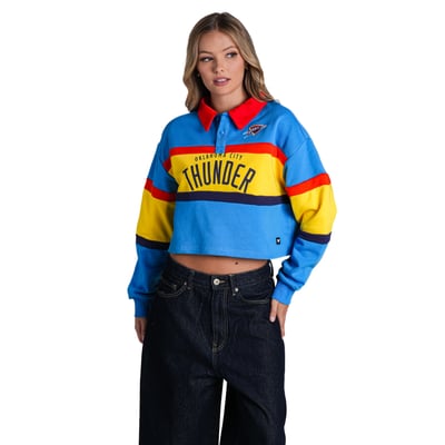  Oklahoma City Thunder The Wild Collective Women's Long Sleeve Crop Polo - Blue