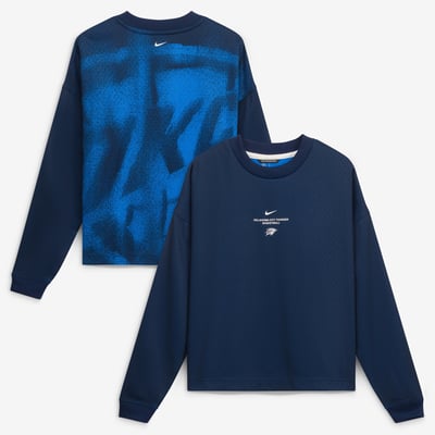  Oklahoma City Thunder Nike Youth 2026/27 Standard Issue Pre-Game Performance Long Sleeve T-Shirt - Navy