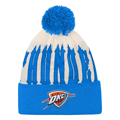 Oklahoma City Thunder Outerstuff Youth Rim Rocker Cuffed Knit Hat with Pom - Natural/Blue