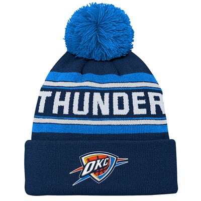  Oklahoma City Thunder Outerstuff Youth Backboard Jacquard Cuffed Knit Hat with Pom - Navy