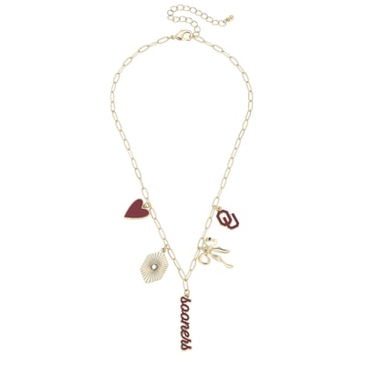 Oklahoma Sooners CANVAS Style 18k Gold-Plated Mixed Charm Collector Necklace