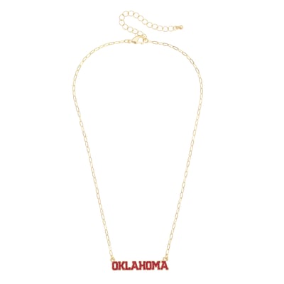 Oklahoma Sooners CANVAS Style Gold-Plated Pavé Outline Necklace