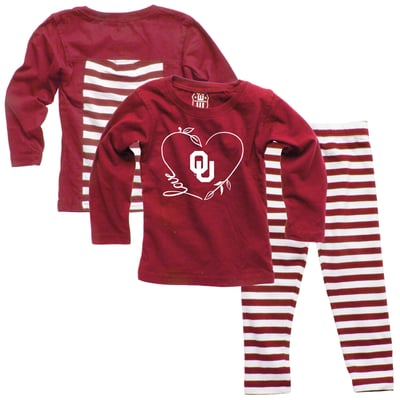 Oklahoma Sooners Wes & Willy Girls Infant Long Sleeve Top and Pant Set - Crimson
