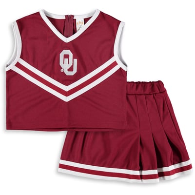 Oklahoma Sooners Little King Girls Toddler Two-Piece Cheer Top & Skirt Set - Crimson