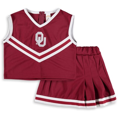  Oklahoma Sooners Little King Girls Youth Two-Piece V-Neck Cheer Set - Crimson