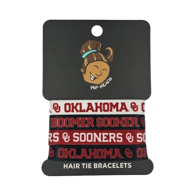  Oklahoma Sooners Hip Heads Four-Pack of Hair Tie Bracelets