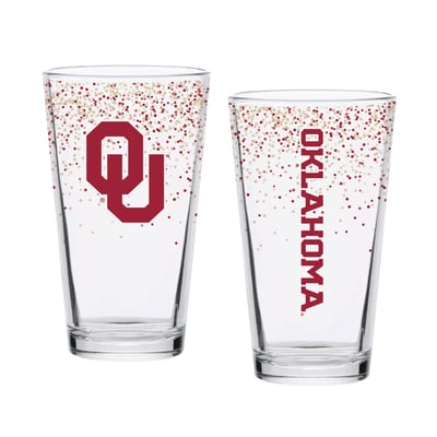 Indigo Falls Oklahoma Sooners Confetti Pints - Set of 2
