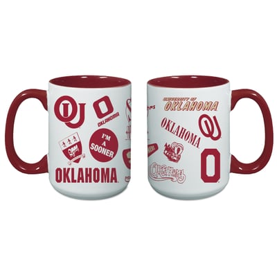 Oklahoma Sooners Indigo Falls Core College Vintage Medley Two-Pack Mug Set