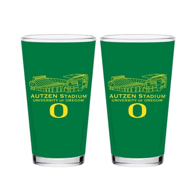  Oklahoma Sooners Indigo Falls Core Stadium Two-Piece 16oz. Pint Glass Set