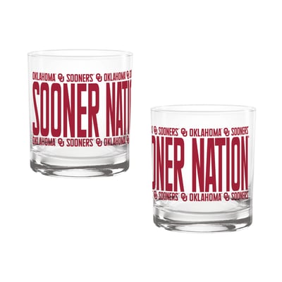 Indigo Falls Oklahoma Sooners Elevated Rocks Glass - Set of 2
