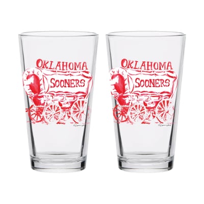  Oklahoma Sooners Indigo Falls Laura Wilcox Mascot Pint Glass Set of 2